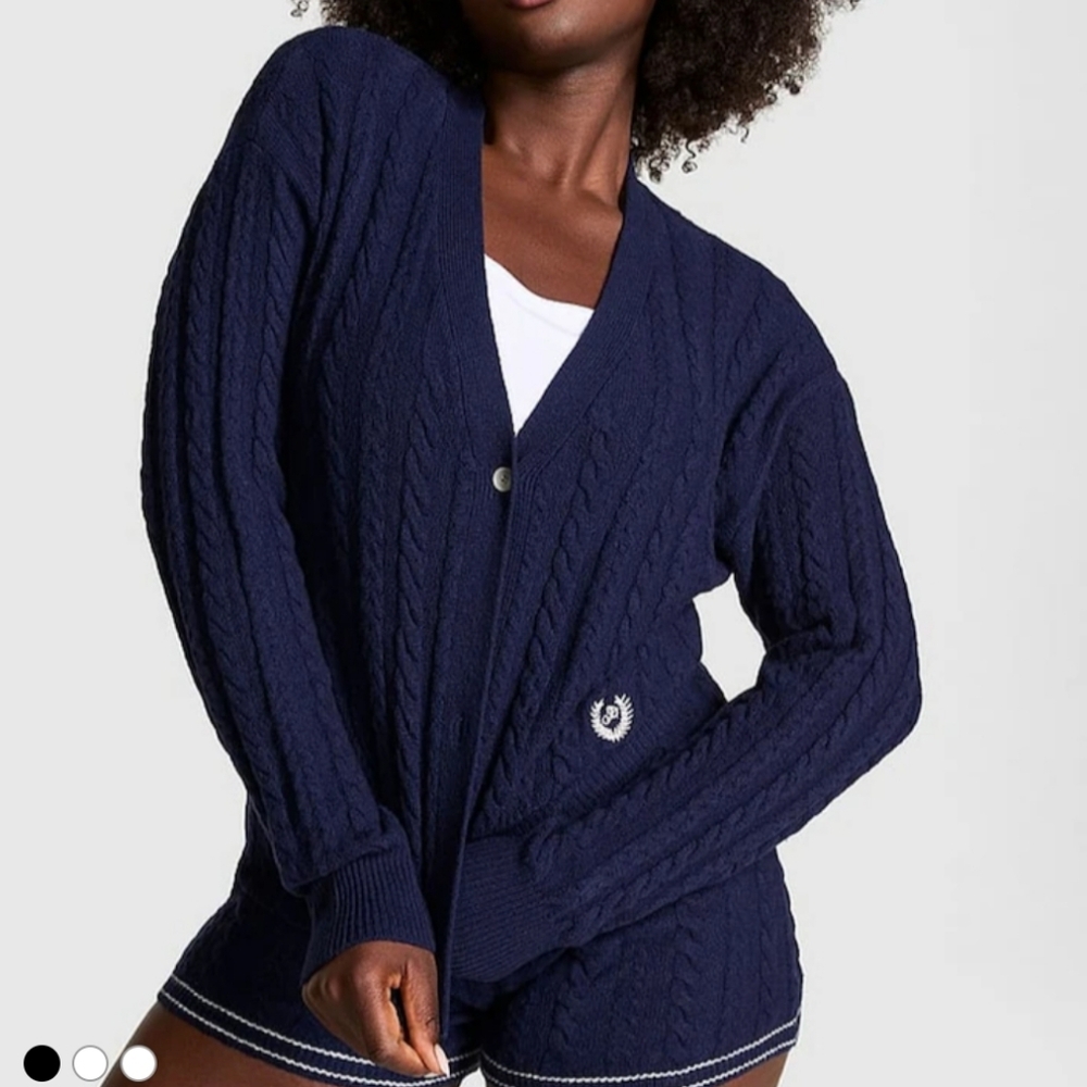 PINK Victoria's Secret Cropped Cable Knit Cardigan
